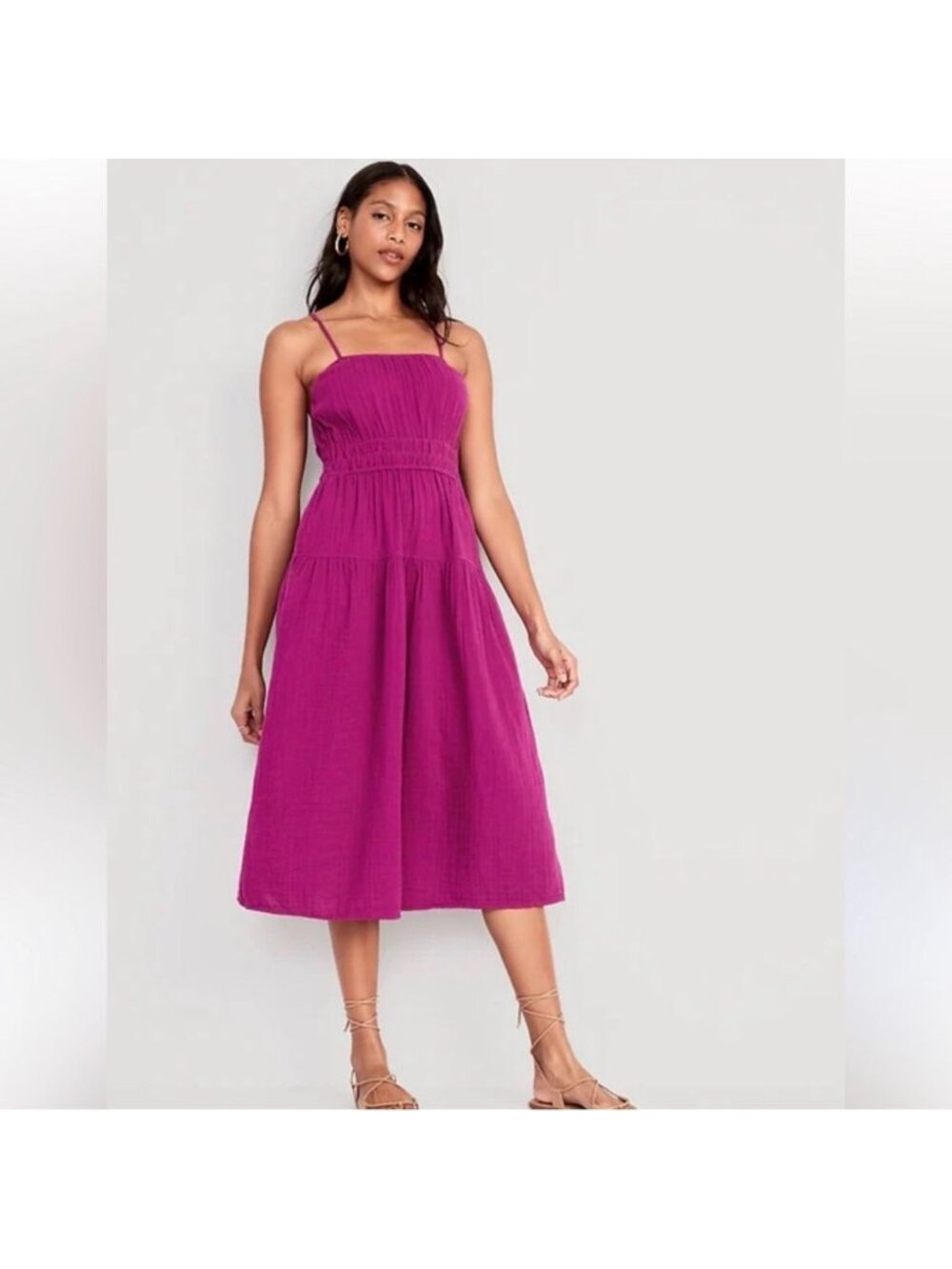 Old Navy XXL 100% Cotton Cami Dress Midi Boysenberry Pink
